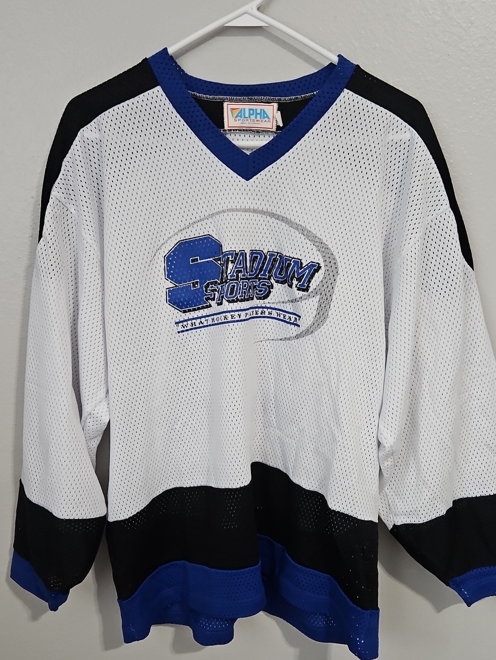 White & Royal Blue Stadium Sports Mesh Jersey